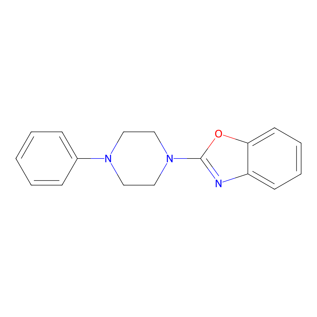 Benzoxazole, 2-(4-phenyl-1-piperazinyl)- molecular structure, CAS 205501-65-1