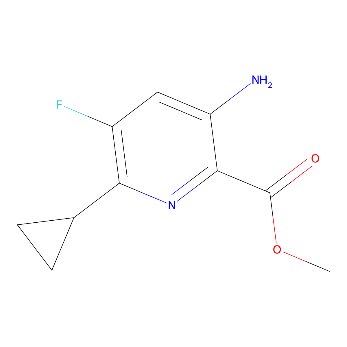 Methyl 3-amino-6-cyclopropyl-5-fluoropicolinate molecular structure, CAS 2055018-73-8