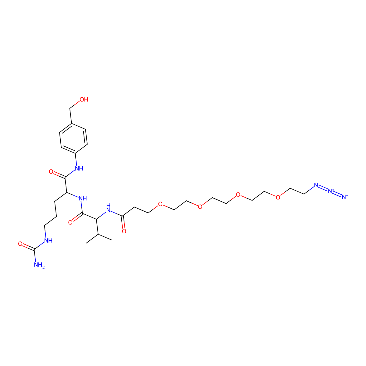 Azido-PEG4-Val-Cit-PAB-OH molecular structure, CAS 2055024-64-9