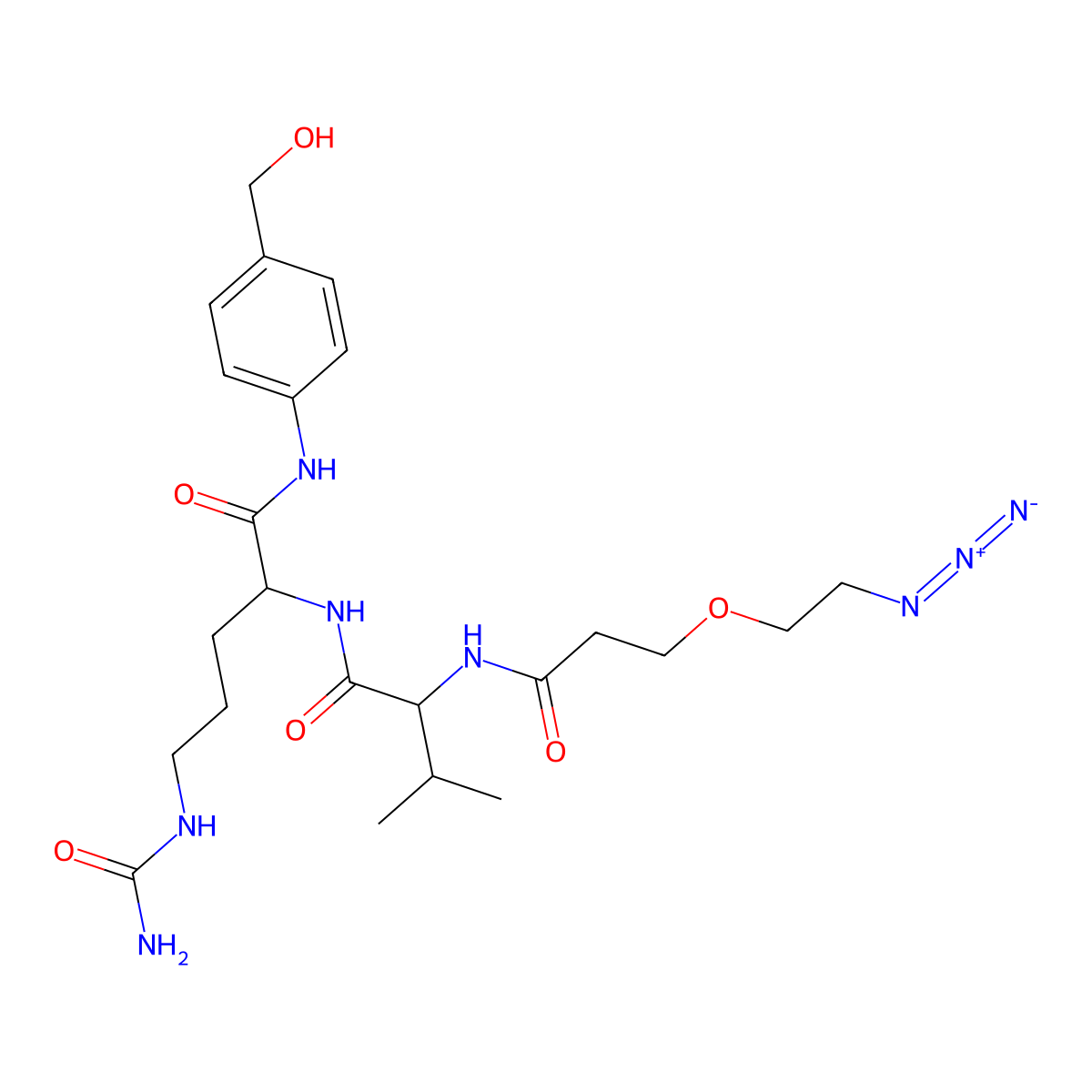 Azido-PEG1-Val-Cit-PAB-OH molecular structure, CAS 2055041-40-0