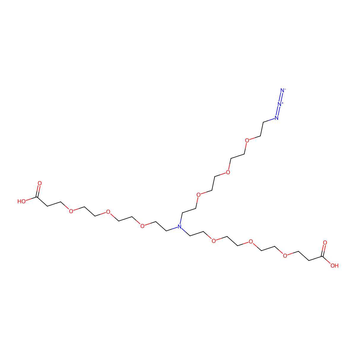 N-(Azido-PEG3)-N-bis(PEG3-acid) molecular structure, CAS 2055042-57-2