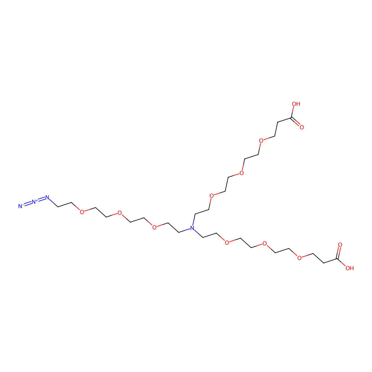 N-(Azido-PEG3)-N-bis(PEG3-acid) molecular structure, CAS 2055042-57-2