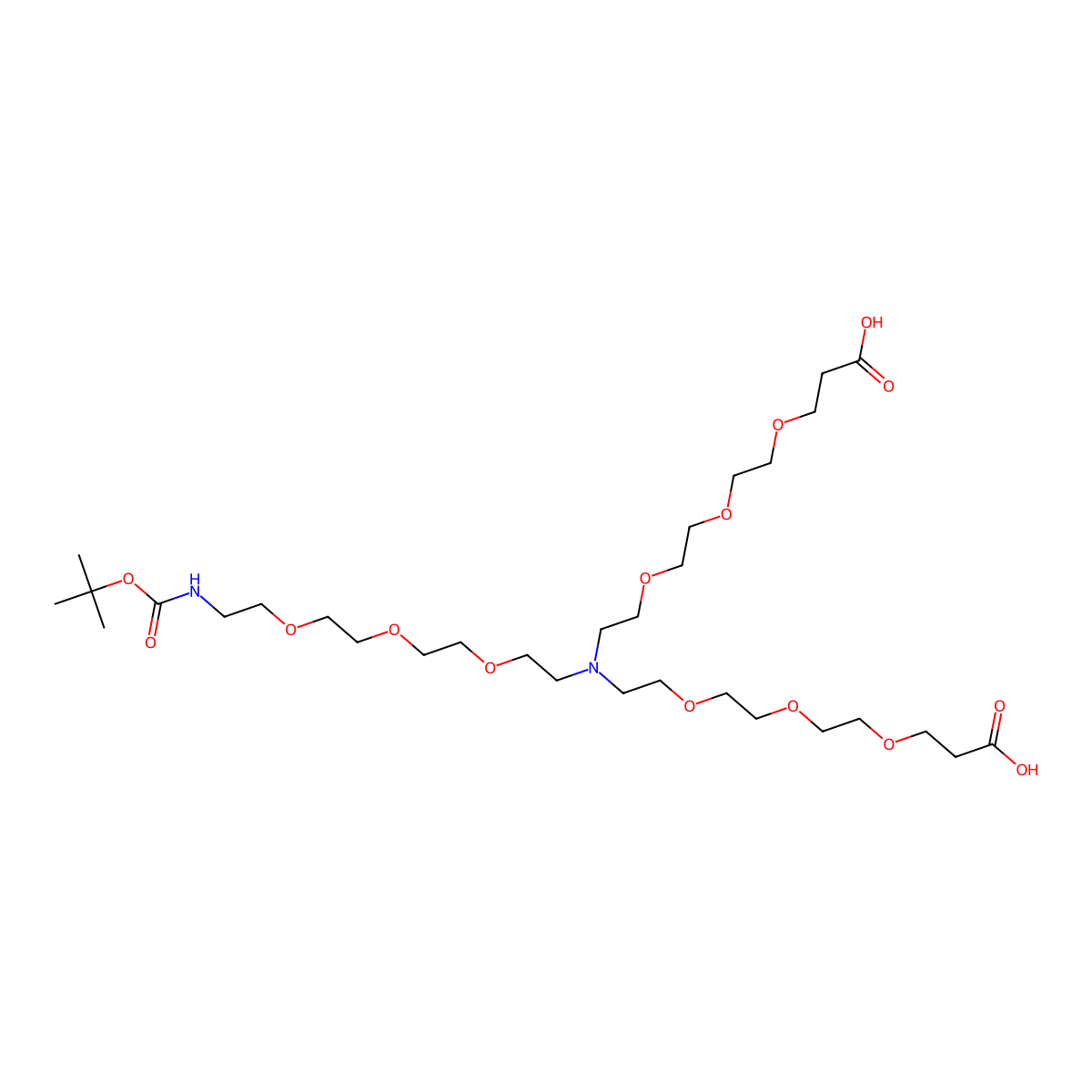 N-(Boc-PEG3)-N-bis(PEG3-acid) molecular structure, CAS 2055042-61-8