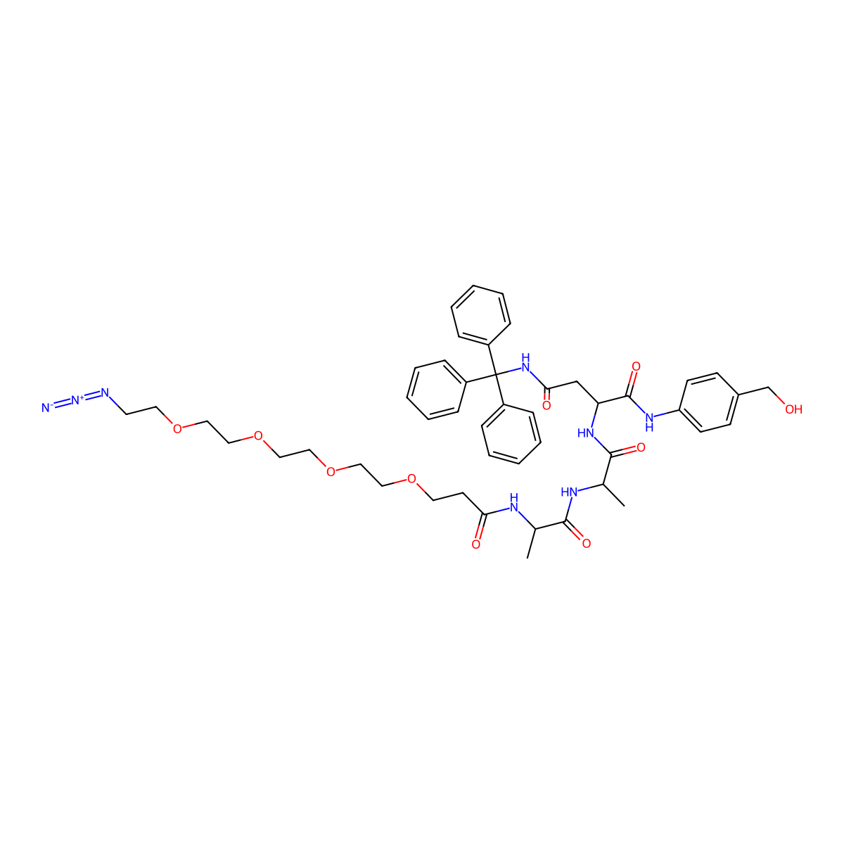 Azido-PEG4-Ala-Ala-Asn(Trt)-PAB molecular structure, CAS 2055042-67-4