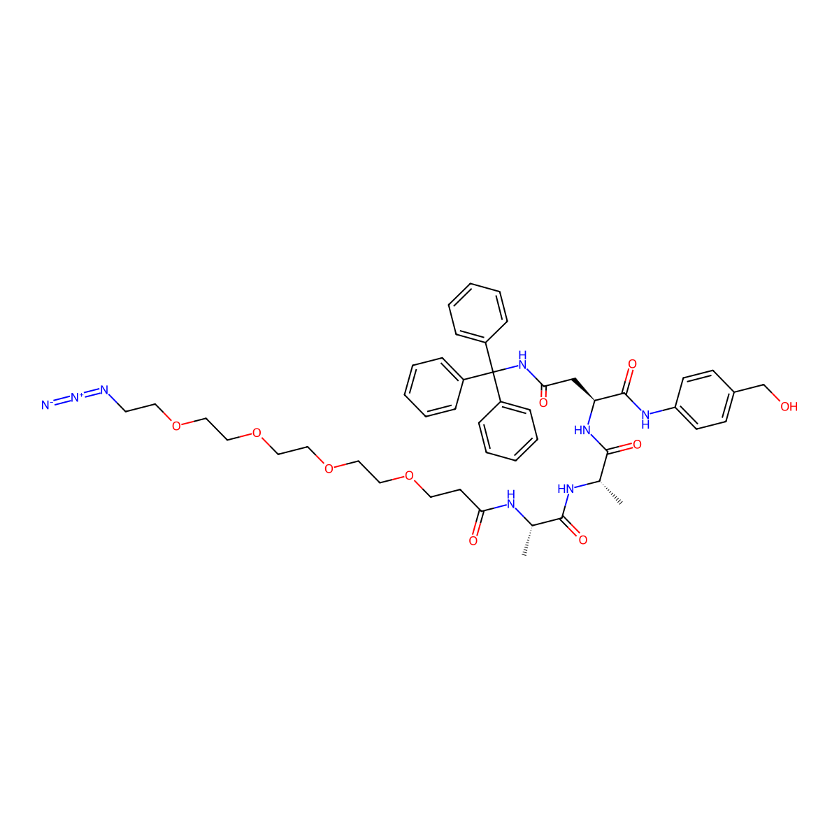 Azido-PEG4-Ala-Ala-Asn(Trt)-PAB molecular structure, CAS 2055042-67-4