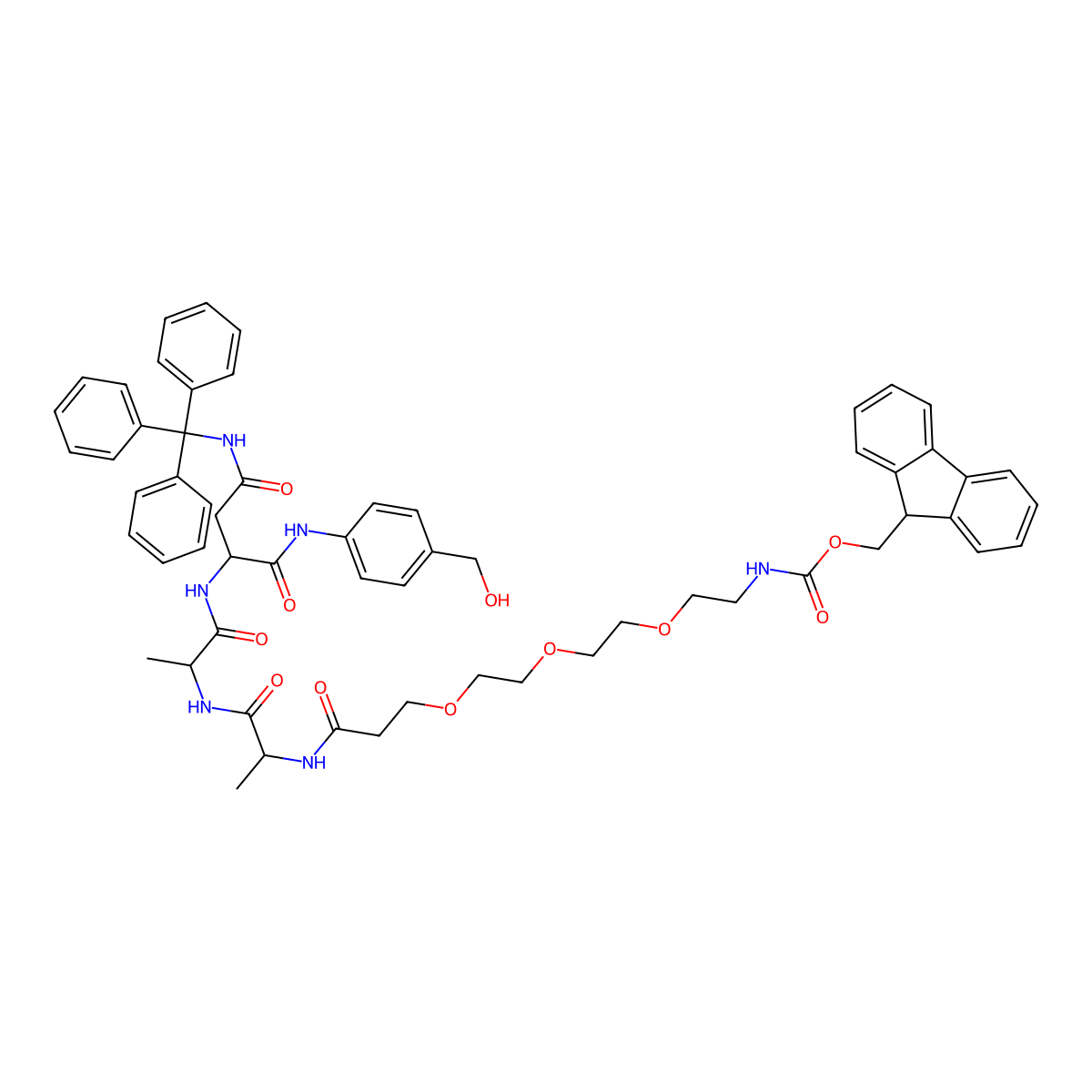 Fmoc-PEG3-Ala-Ala-Asn(Trt)-PAB molecular structure, CAS 2055042-69-6