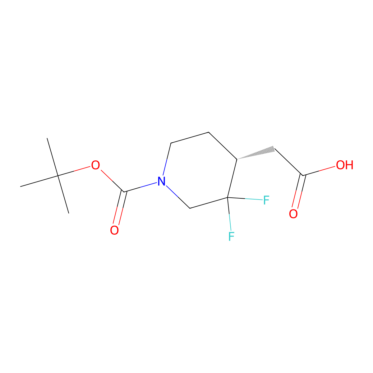 (R)-2-(1-(tert-butoxycarbonyl)-3,3-difluoropiperidin-4-yl)acetic acid molecular structure, CAS 2055043-60-0