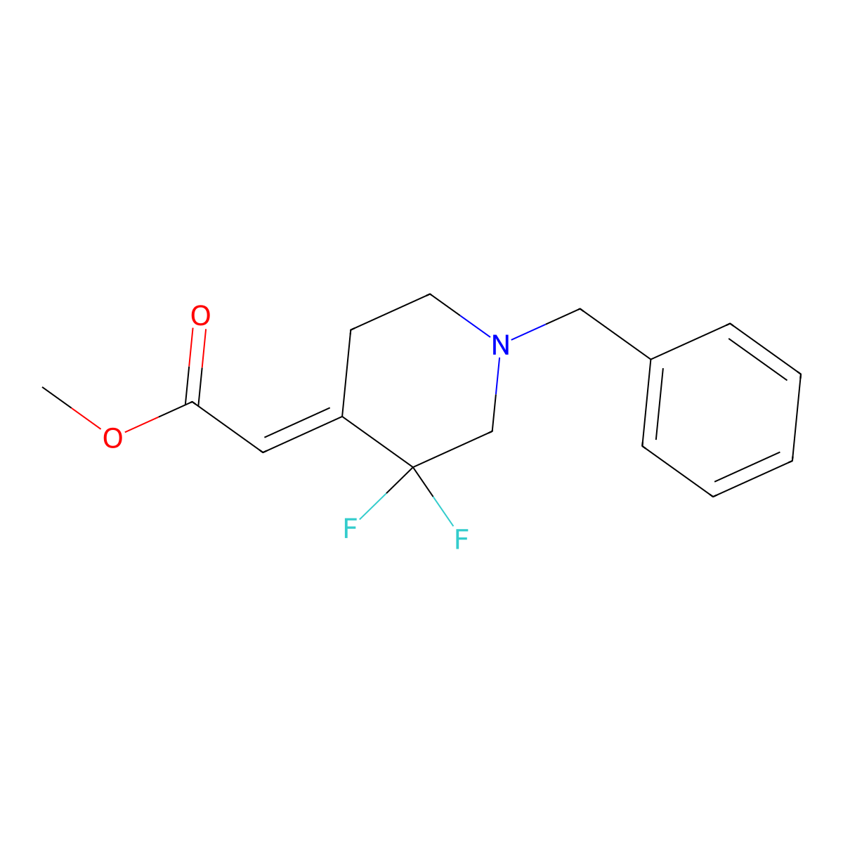 methyl (2E)-2-(1-benzyl-3,3-difluoropiperidin-4-ylidene)acetate molecular structure, CAS 2055043-70-2