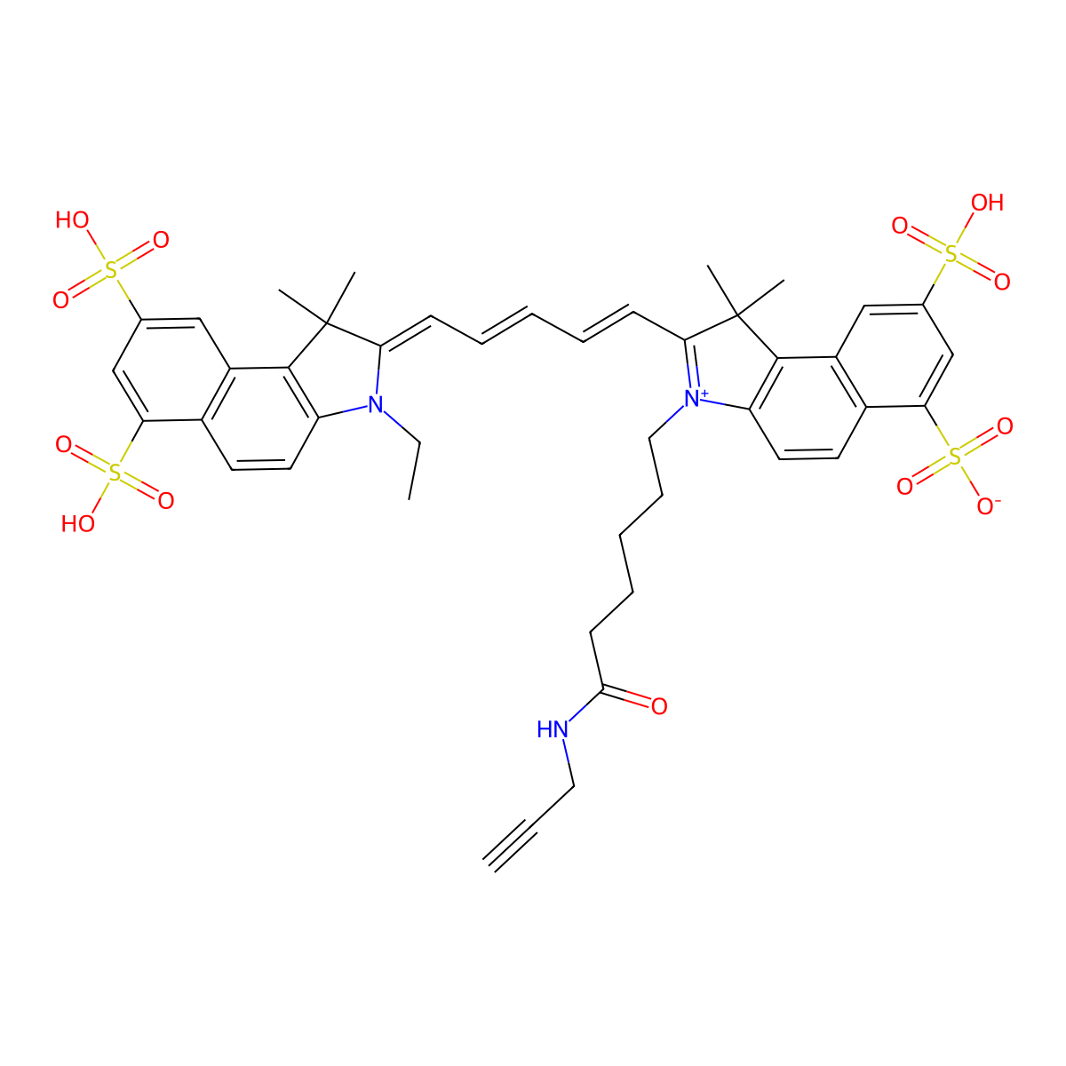 Trisulfo-Cy5.5-Alkyne molecular structure, CAS 2055046-12-1
