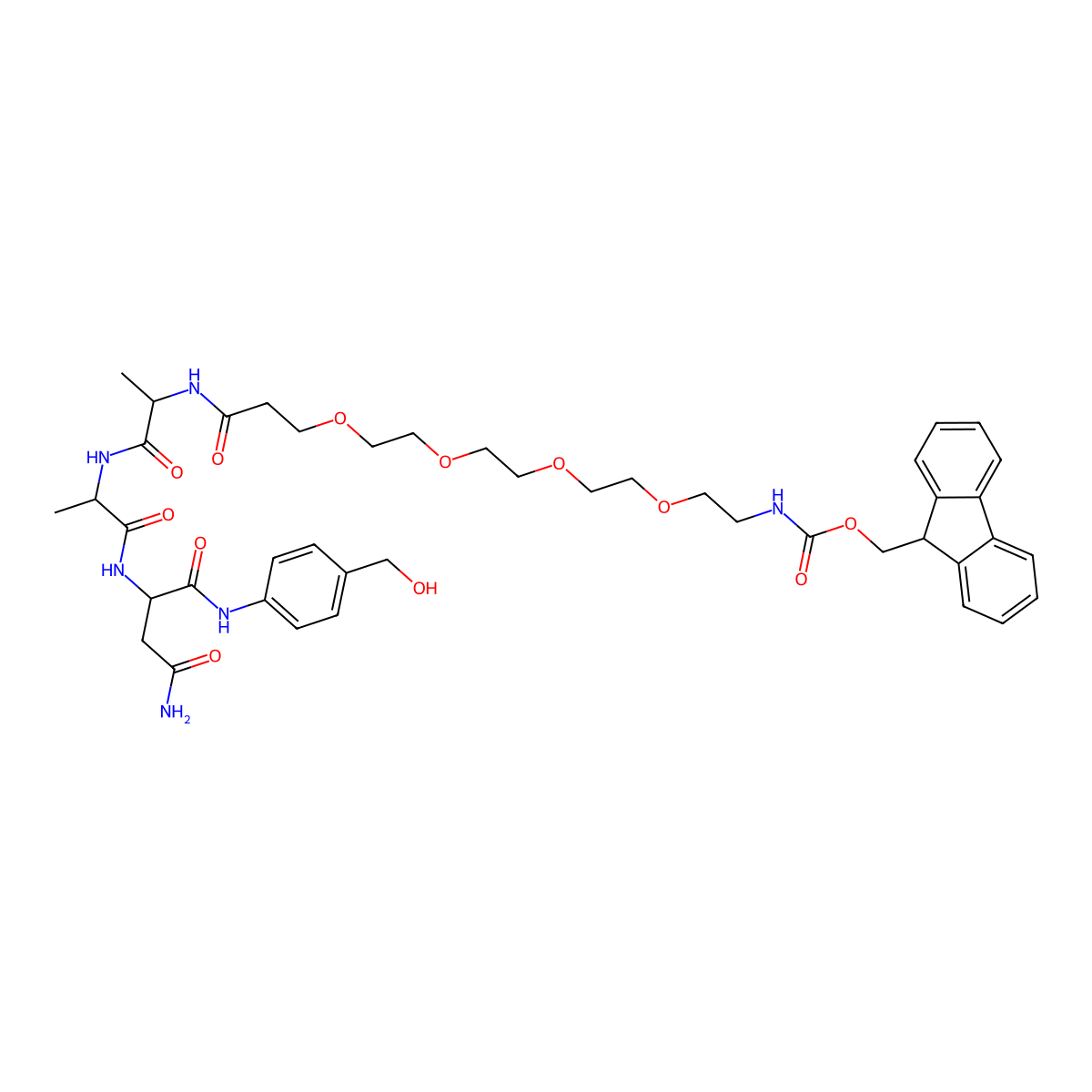 Fmoc-PEG4-Ala-Ala-Asn-PAB molecular structure, CAS 2055048-57-0