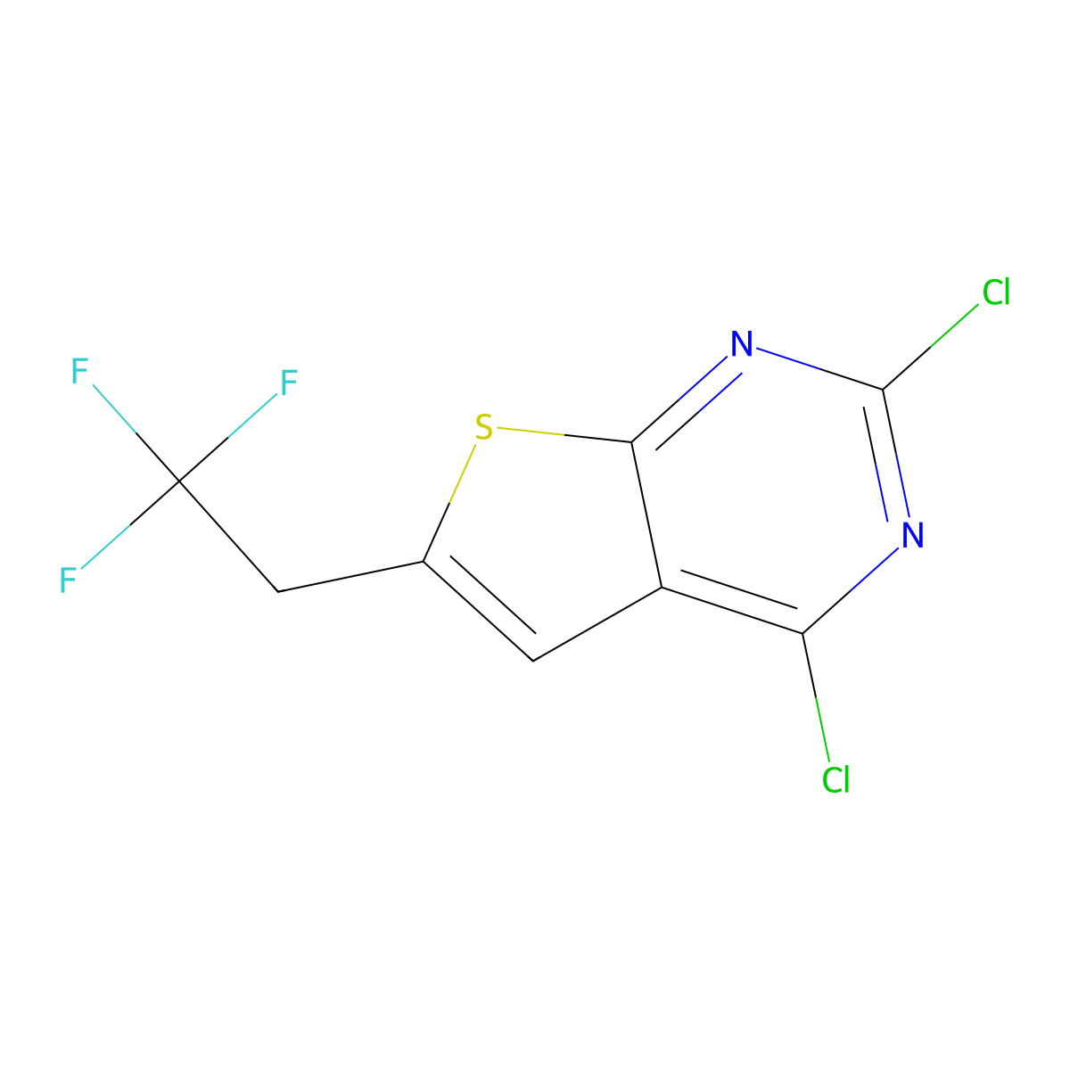 2,4-Dichloro-6-(2,2,2-trifluoroethyl)thieno(2,3-d)pyrimidine molecular structure, CAS 2055107-43-0