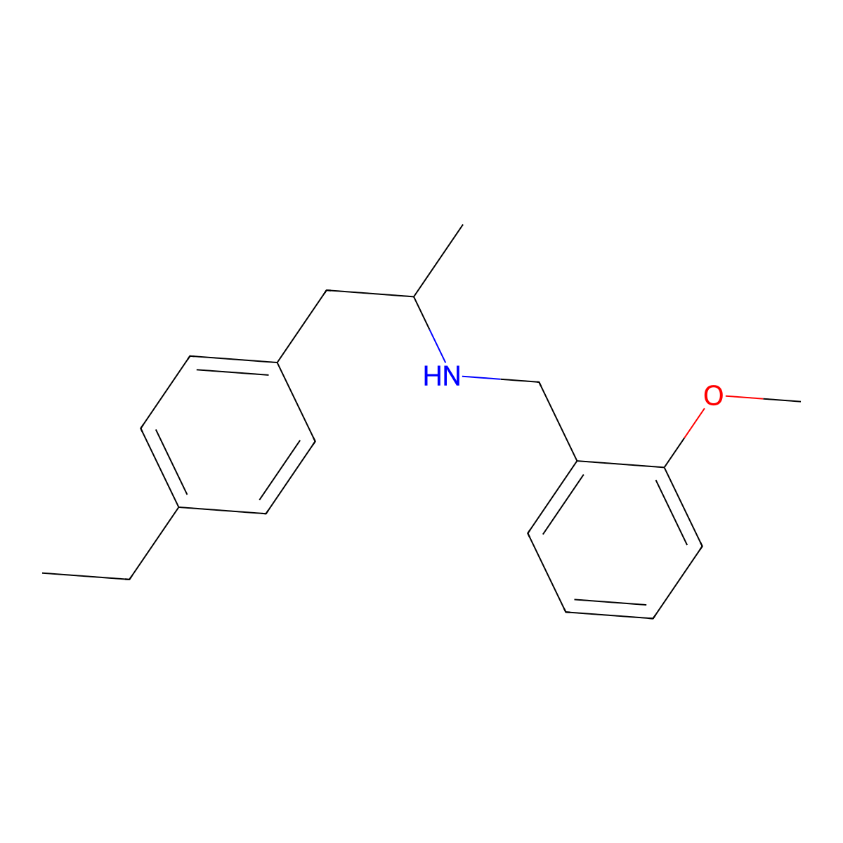 1-(4-ethylphenyl-)-N-((2-methoxyphenyl)methyl) propane-2-amine molecular structure, CAS 2055108-04-6