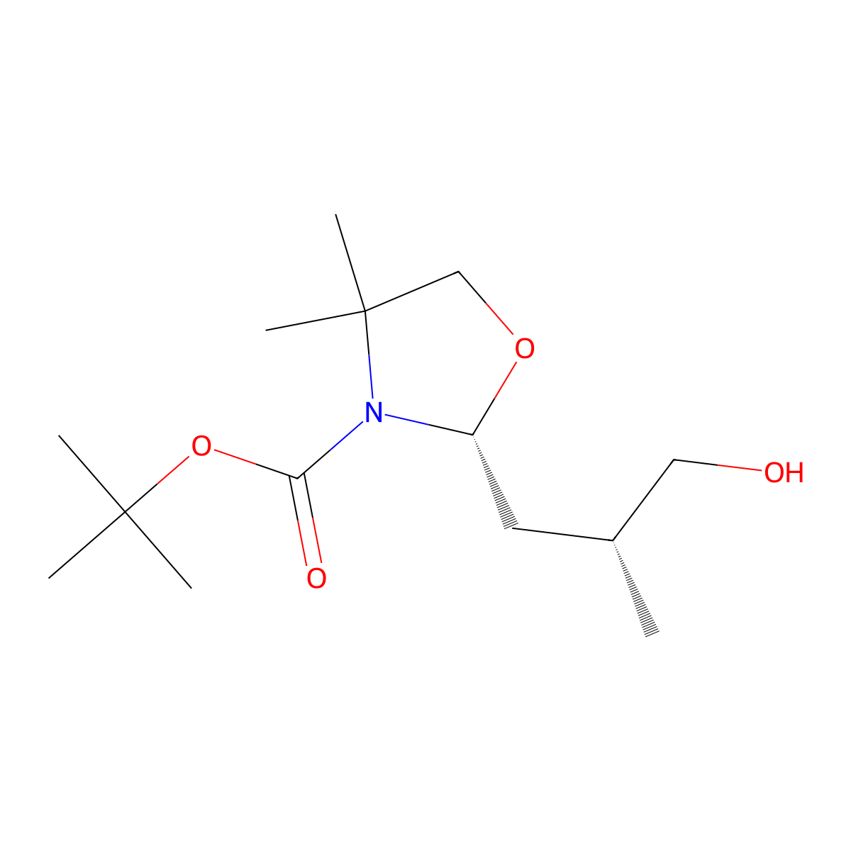 (R)-tert-Butyl 2-((R)-3-hydroxy-2-methylpropyl)-4,4-dimethyloxazolidine-3-carboxylate molecular structure, CAS 2055114-64-0