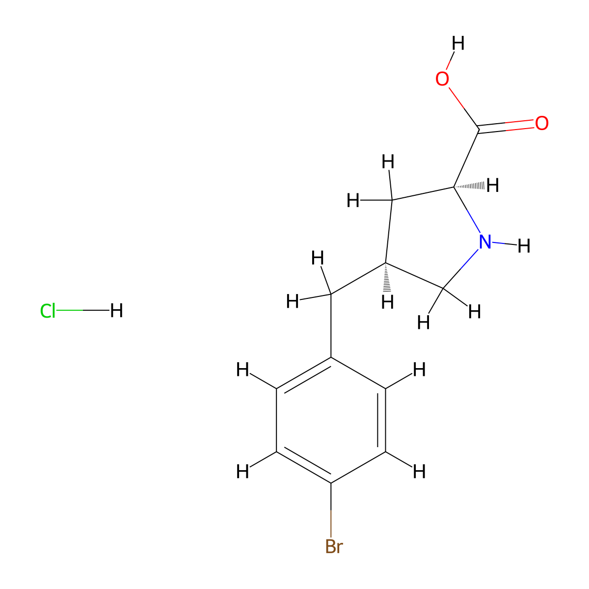 (4S)-4-(4-Bromo-benzyl)-l-proline hcl molecular structure, CAS 2055114-66-2