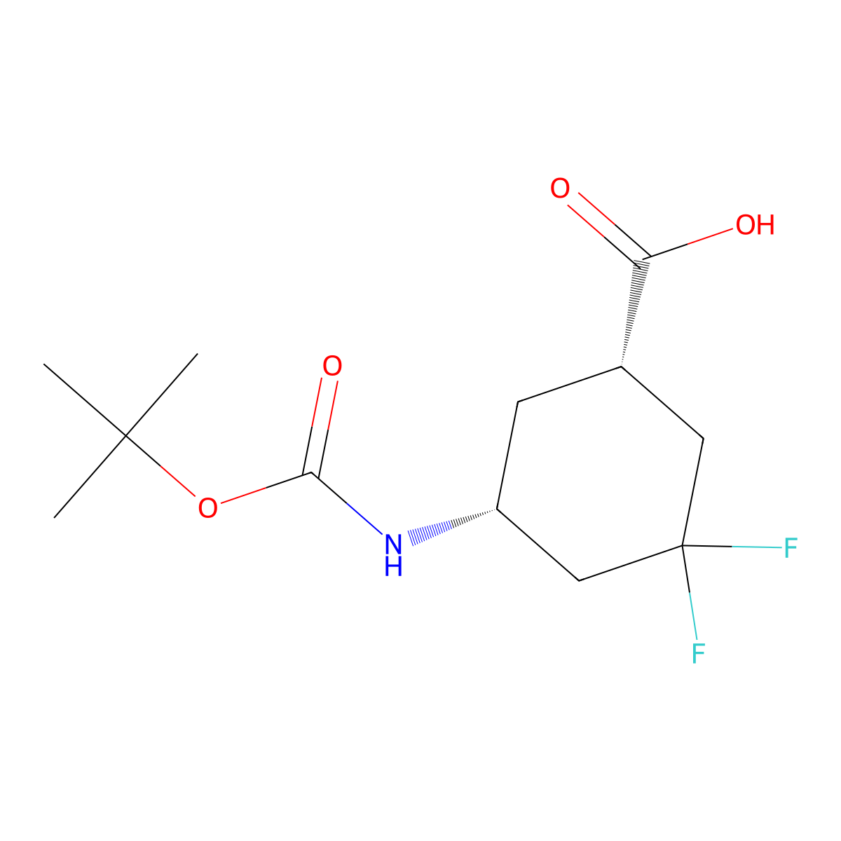 (1S,5R)-5-((tert-Butoxycarbonyl)amino)-3,3-difluorocyclohexanecarboxylic acid molecular structure, CAS 2055114-69-5