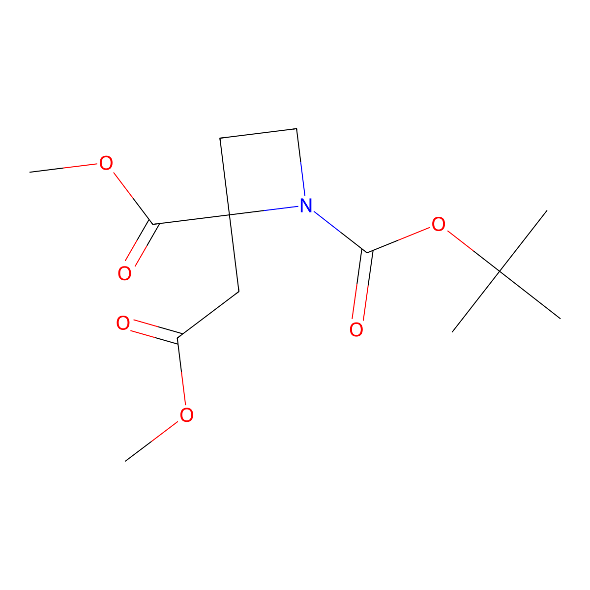 1-tert-Butyl 2-methyl 2-(2-methoxy-2-oxoethyl)azetidine-1,2-dicarboxylate molecular structure, CAS 2055118-98-2