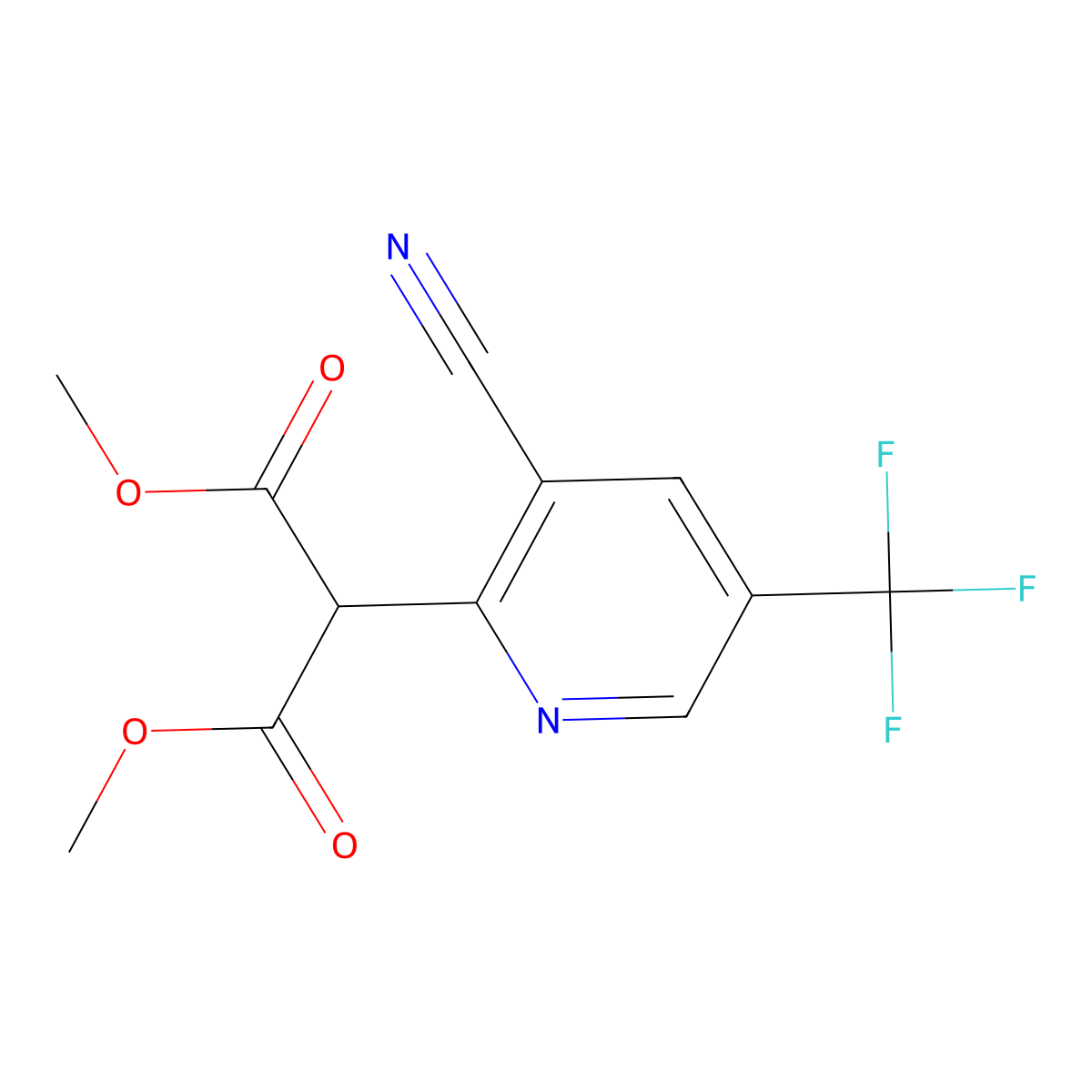 1,3-Dimethyl 2-[3-cyano-5-(trifluoromethyl)pyridin-2-yl]propanedioate molecular structure, CAS 2055119-00-9