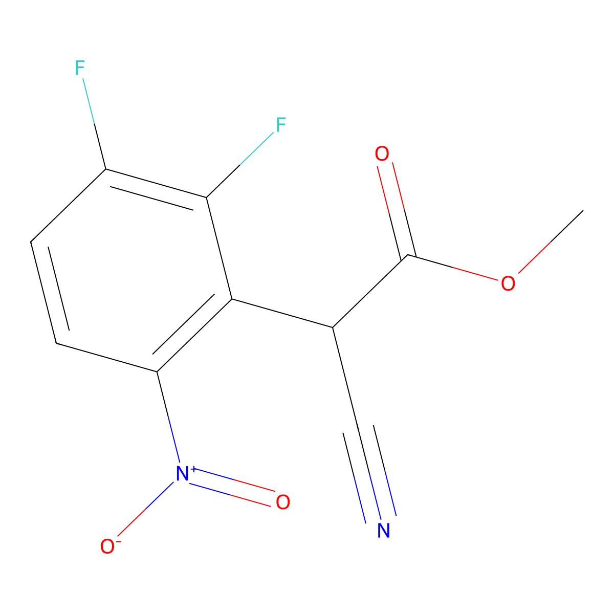 Methyl 2-cyano-2-(2,3-difluoro-6-nitrophenyl)acetate molecular structure, CAS 2055119-07-6