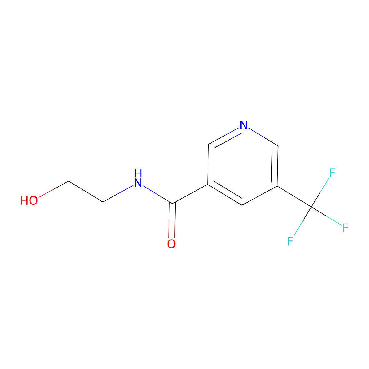 N-(2-Hydroxyethyl)-5-(trifluoromethyl)pyridine-3-carboxamide molecular structure, CAS 2055119-12-3