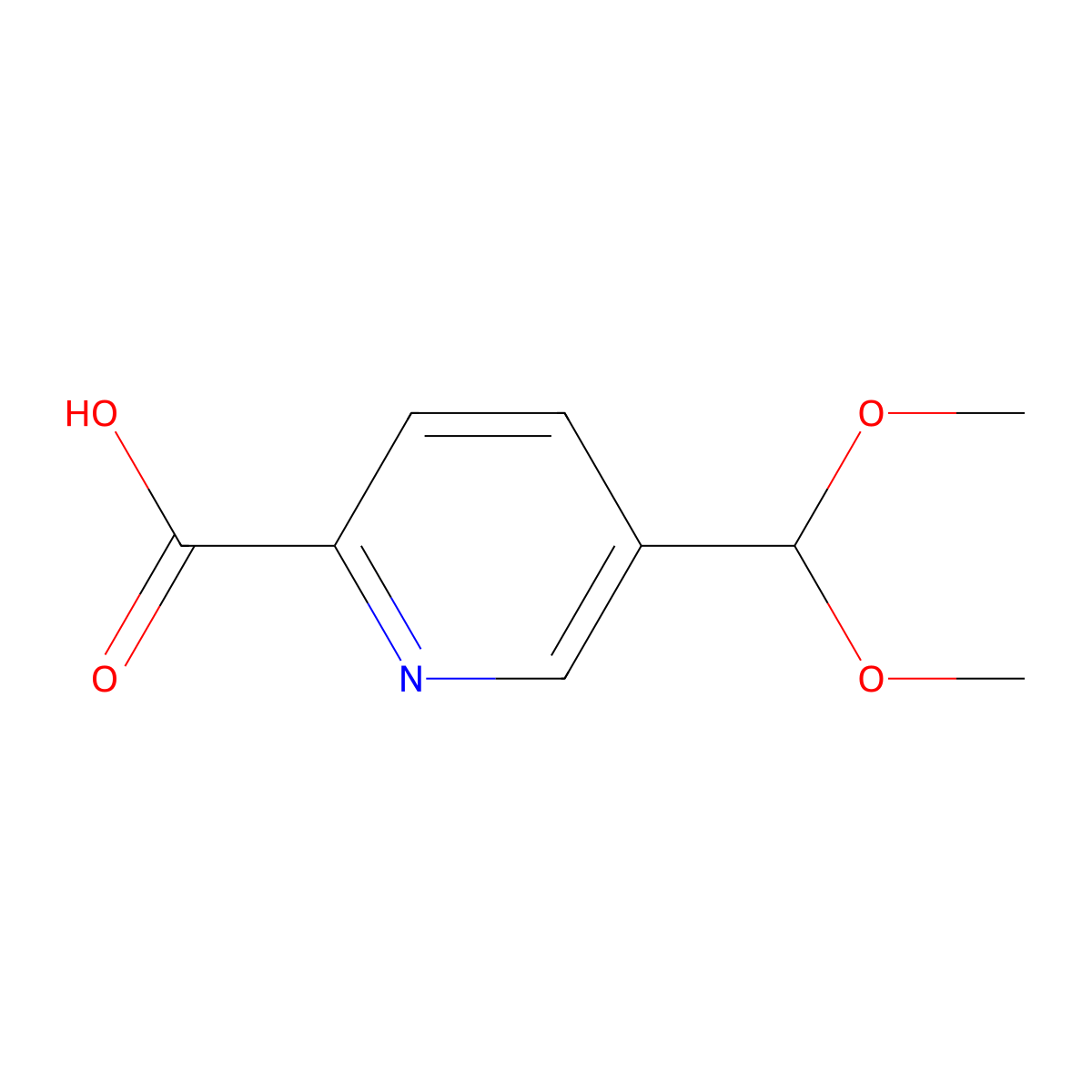 5-(Dimethoxymethyl)pyridine-2-carboxylic acid molecular structure, CAS 2055119-13-4