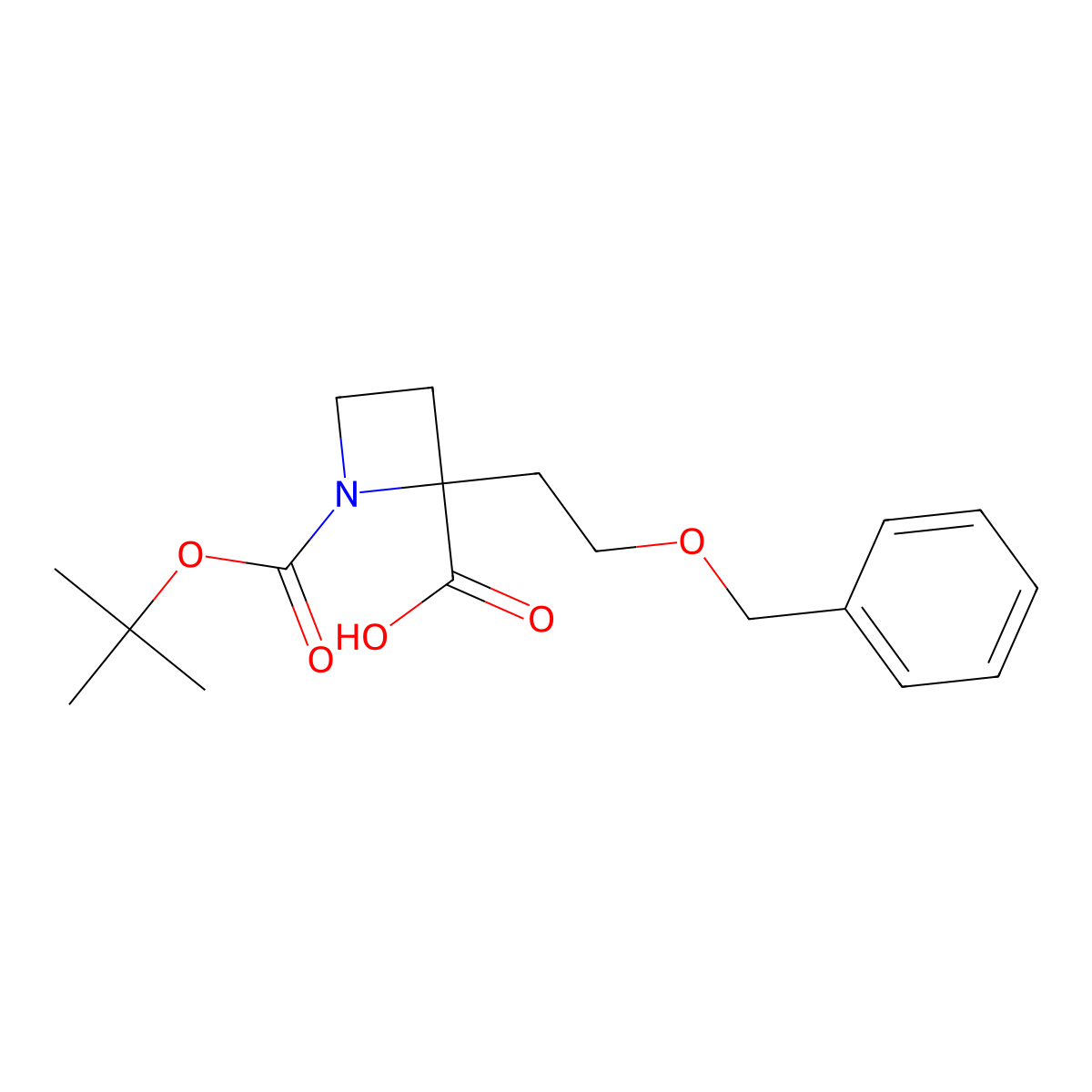 2-(2-Benzyloxyethyl)-1-BOC-azetidine-2-carboxylic acid molecular structure, CAS 2055119-14-5