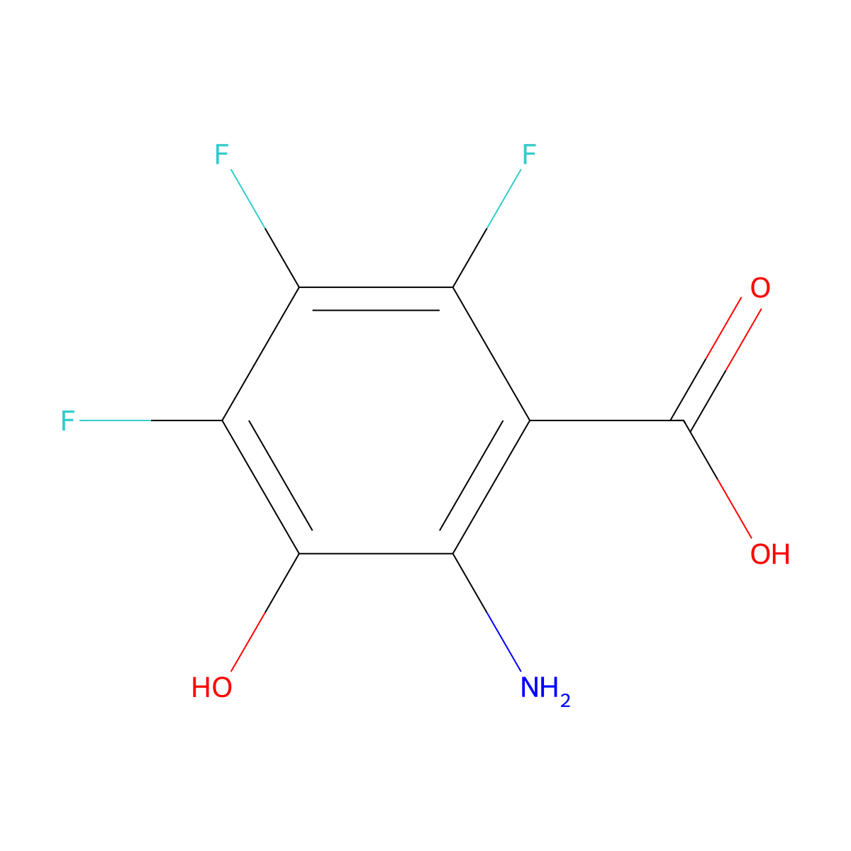 2-Amino-4,5,6-trifluoro-3-hydroxybenzoic acid molecular structure, CAS 2055119-17-8