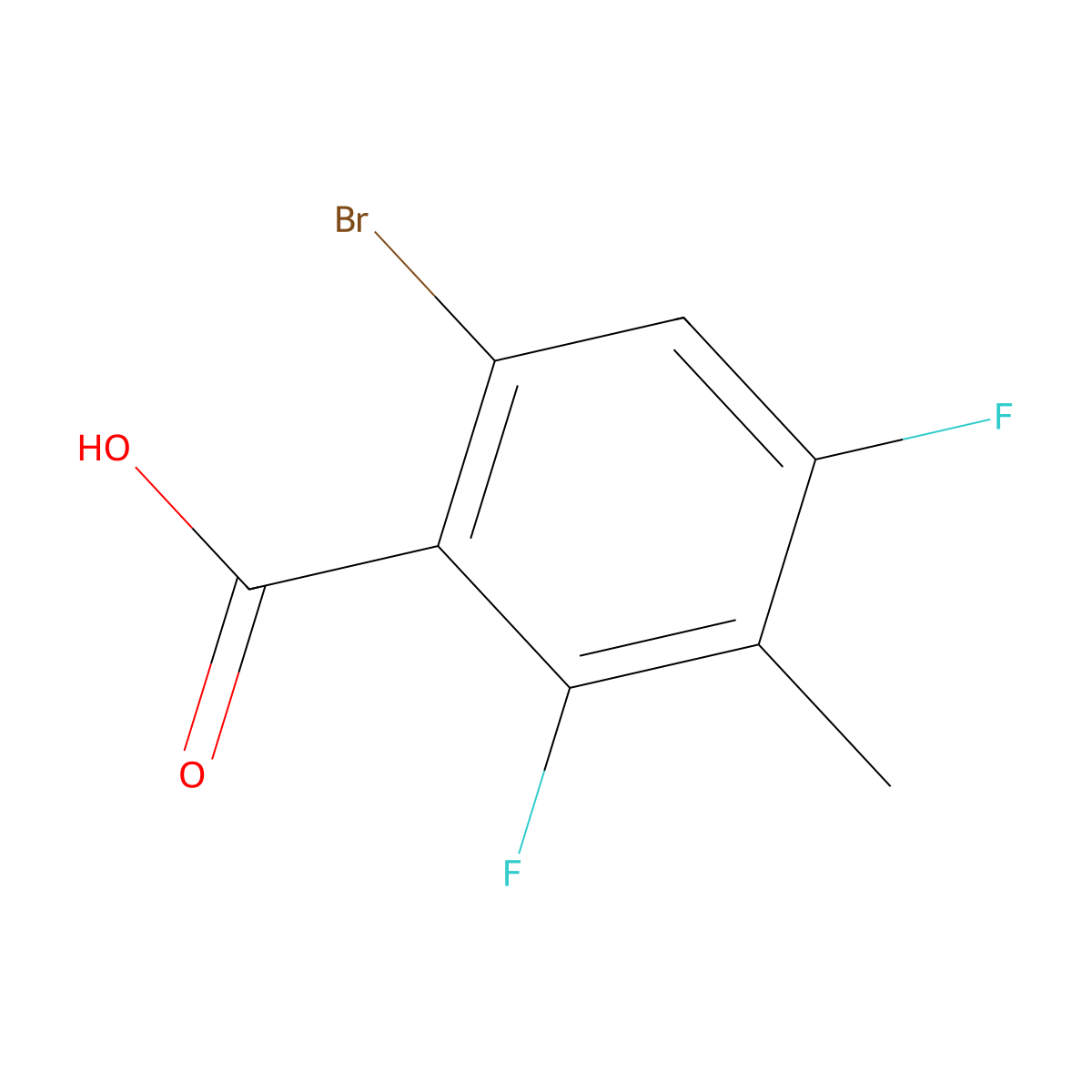 6-Bromo-2,4-difluoro-3-methylbenzoic acid molecular structure, CAS 2055119-20-3