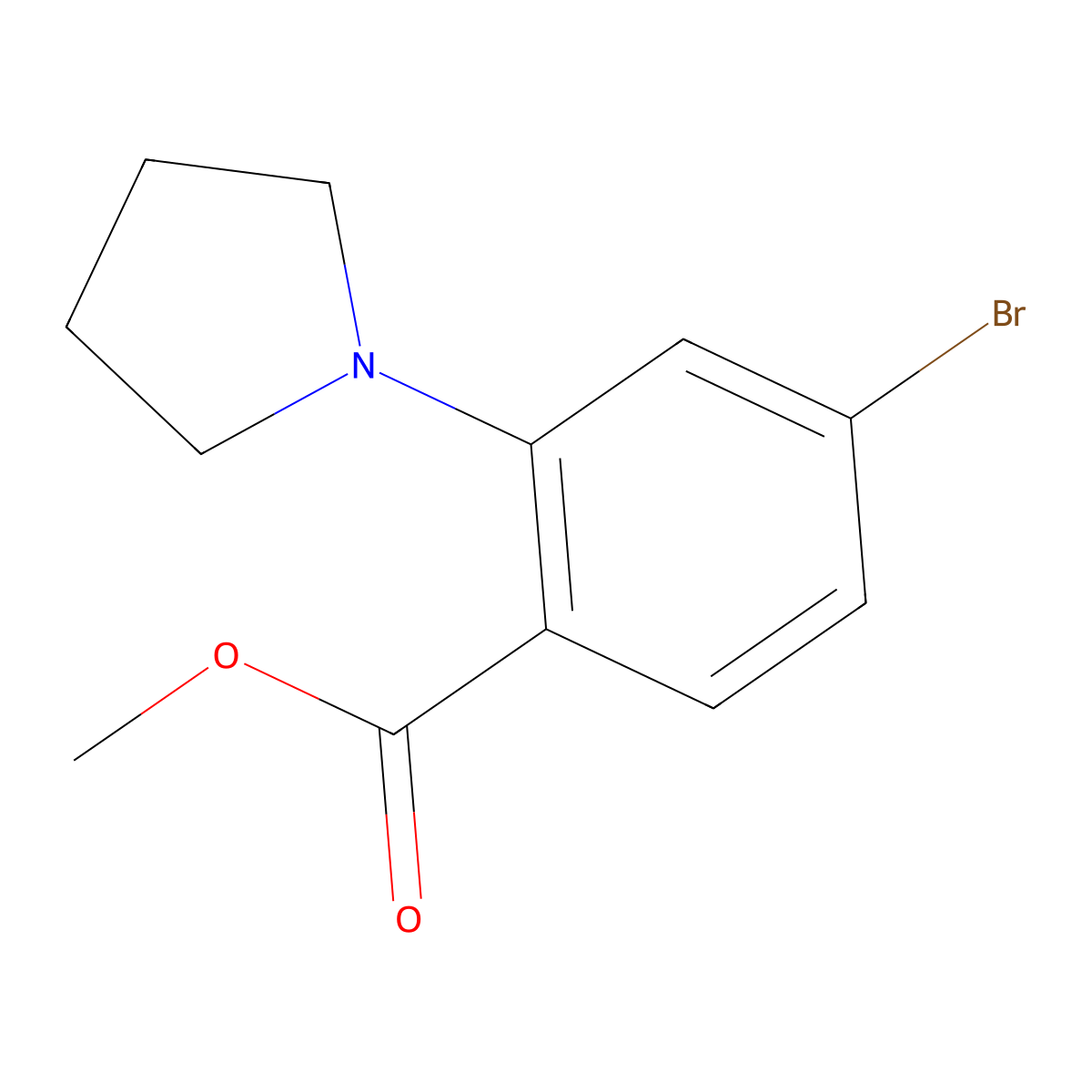 Methyl 4-bromo-2-(pyrrolidin-1-yl)benzoate molecular structure, CAS 2055119-29-2