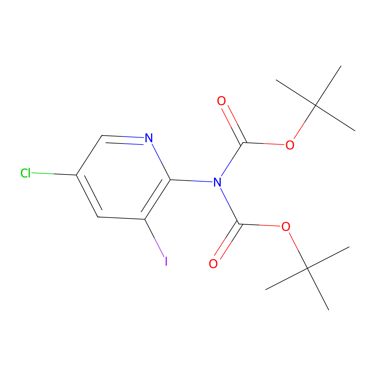 2-(N,N-BisBoc-amino)-5-chloro-3-iodopyridine molecular structure, CAS 2055119-42-9
