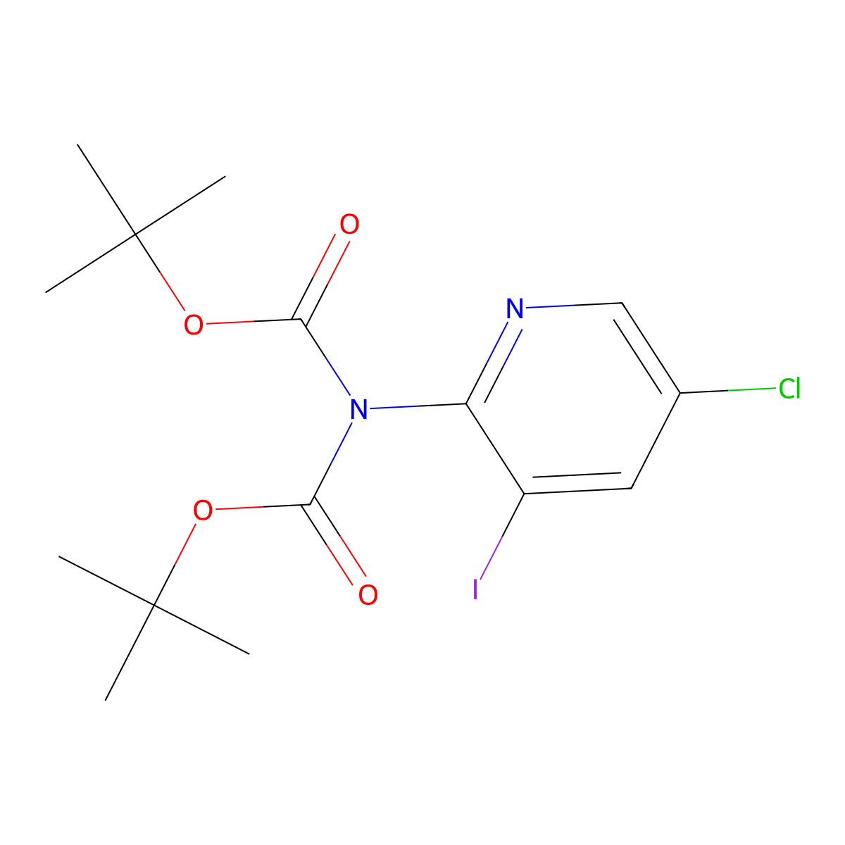 2-(N,N-BisBoc-amino)-5-chloro-3-iodopyridine molecular structure, CAS 2055119-42-9