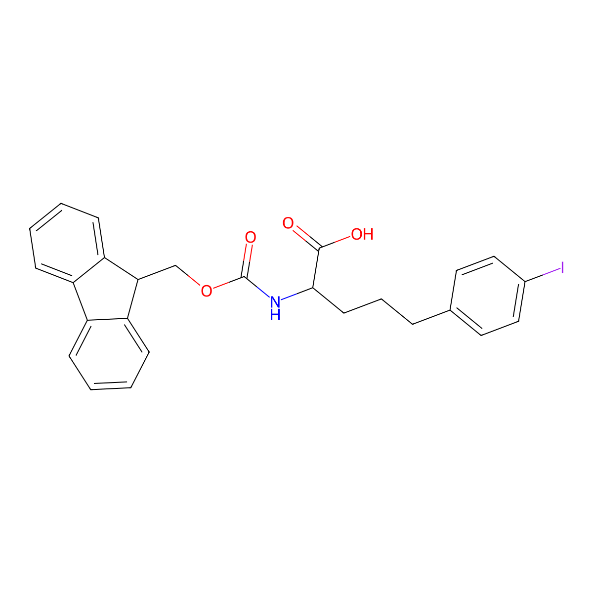 Fmoc-2-amino-5-phenyl(4-I)-L-pentanoic acid molecular structure, CAS 2055144-89-1