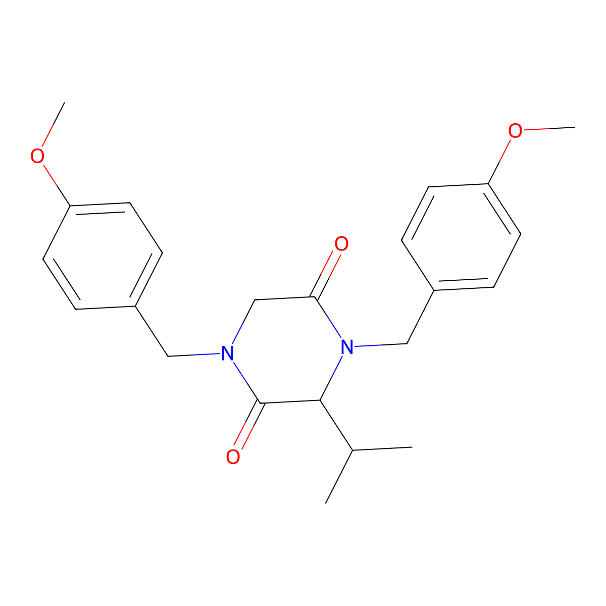 (R)-N,N'-Bis(p-methoxybenzyl)-3-isopropyl-piperazine-2,5-dione molecular structure, CAS 205517-34-6
