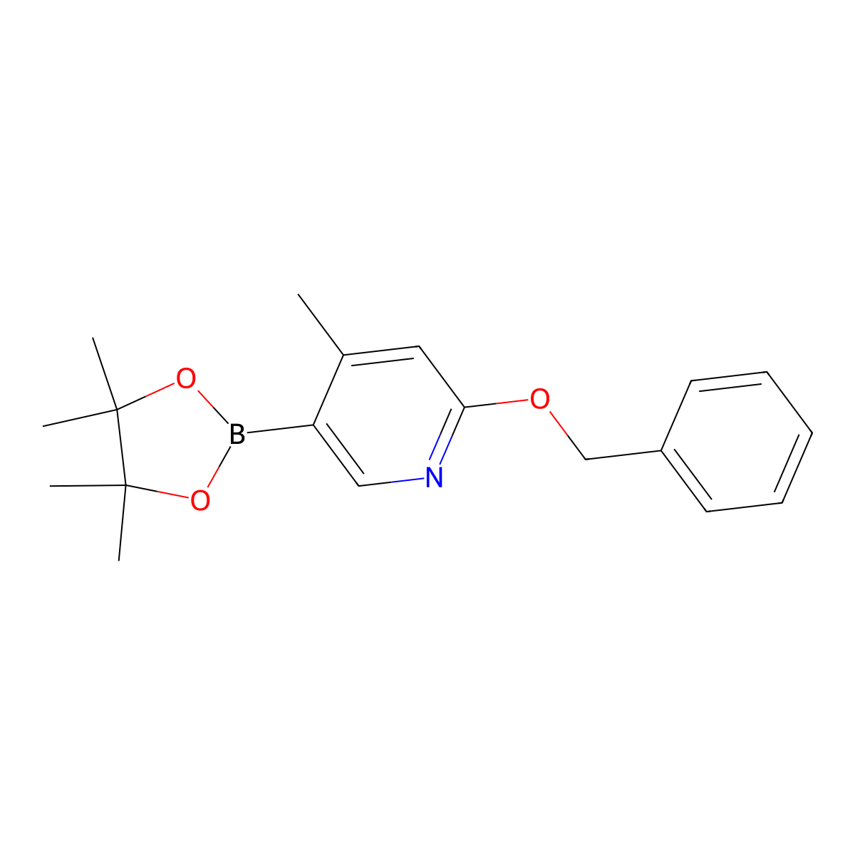 2-(Benzyloxy)-4-methyl-5-(4,4,5,5-tetramethyl-1,3,2-dioxaborolan-2-YL)pyridine molecular structure, CAS 2055207-58-2