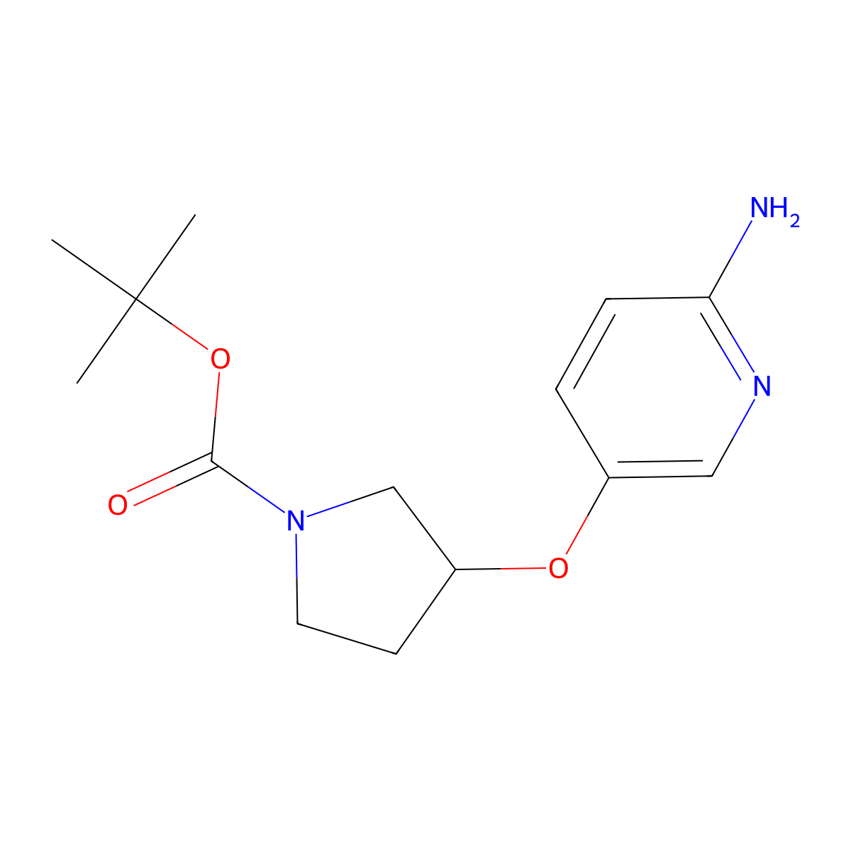 tert-butyl (3R)-3-[(6-aminopyridin-3-yl)oxy]pyrrolidine-1-carboxylate molecular structure, CAS 2055223-58-8