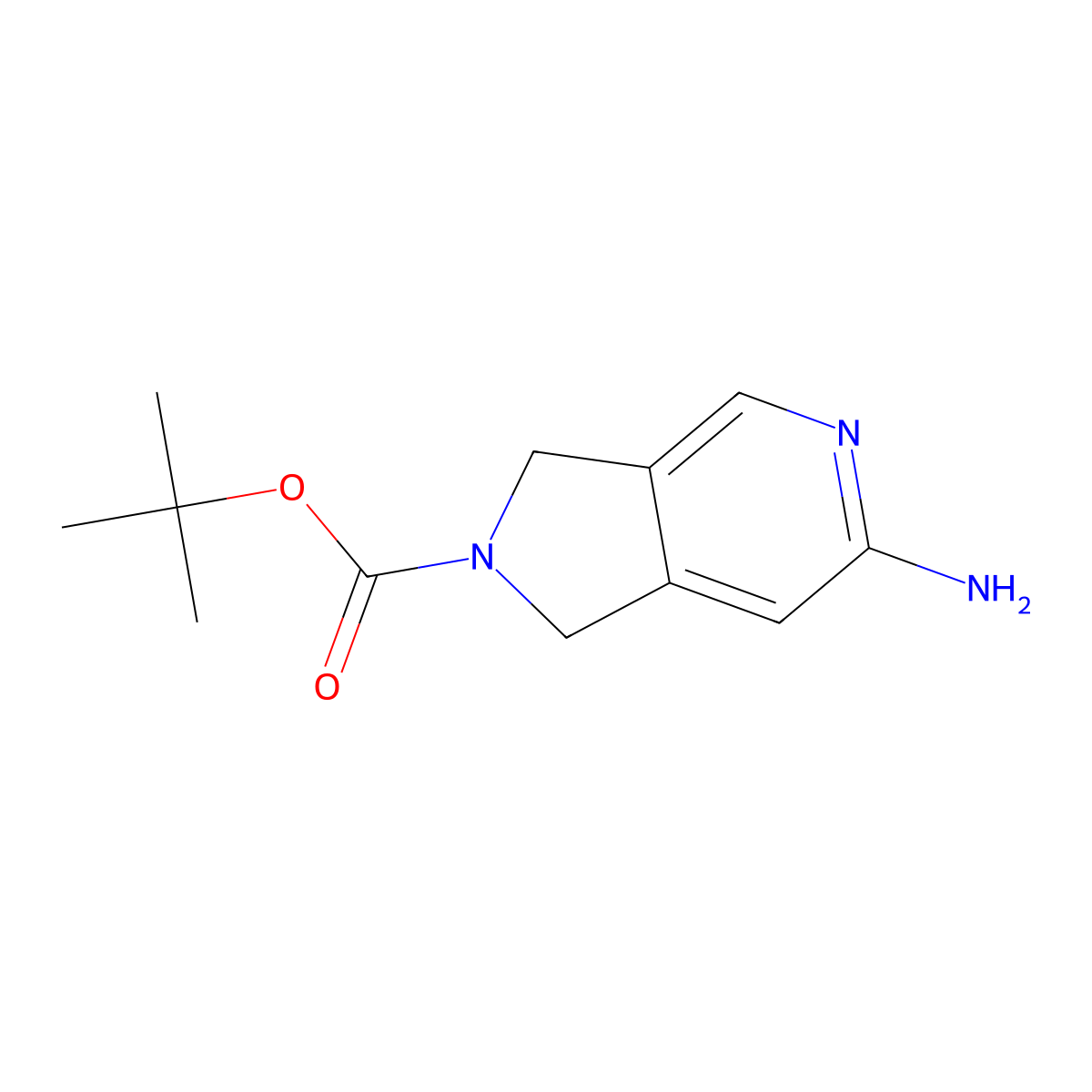 Tert-butyl 6-amino-1,3-dihydropyrrolo[3,4-c]pyridine-2-carboxylate molecular structure, CAS 2055225-11-9