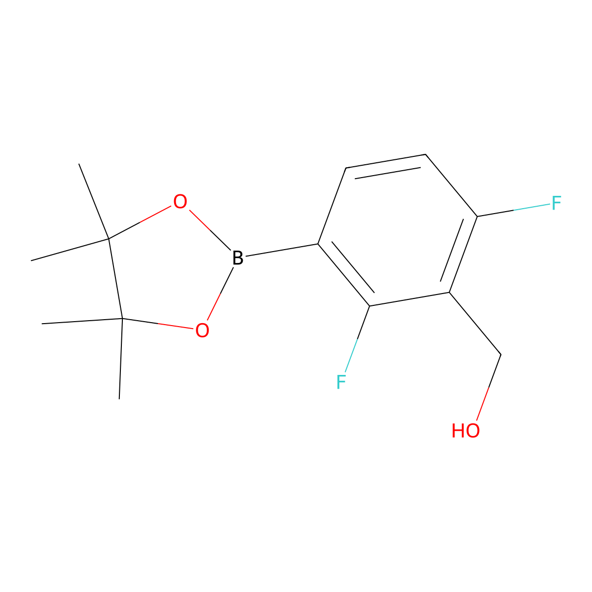 (2,6-Difluoro-3-(4,4,5,5-tetramethyl-1,3,2-dioxaborolan-2-yl)phenyl)methanol molecular structure, CAS 2055257-59-3