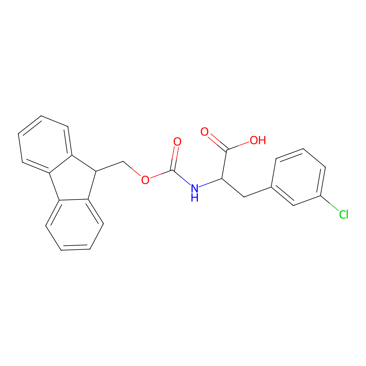 Fmoc-3-chloro-D-phenylalanine molecular structure, CAS 205526-23-4