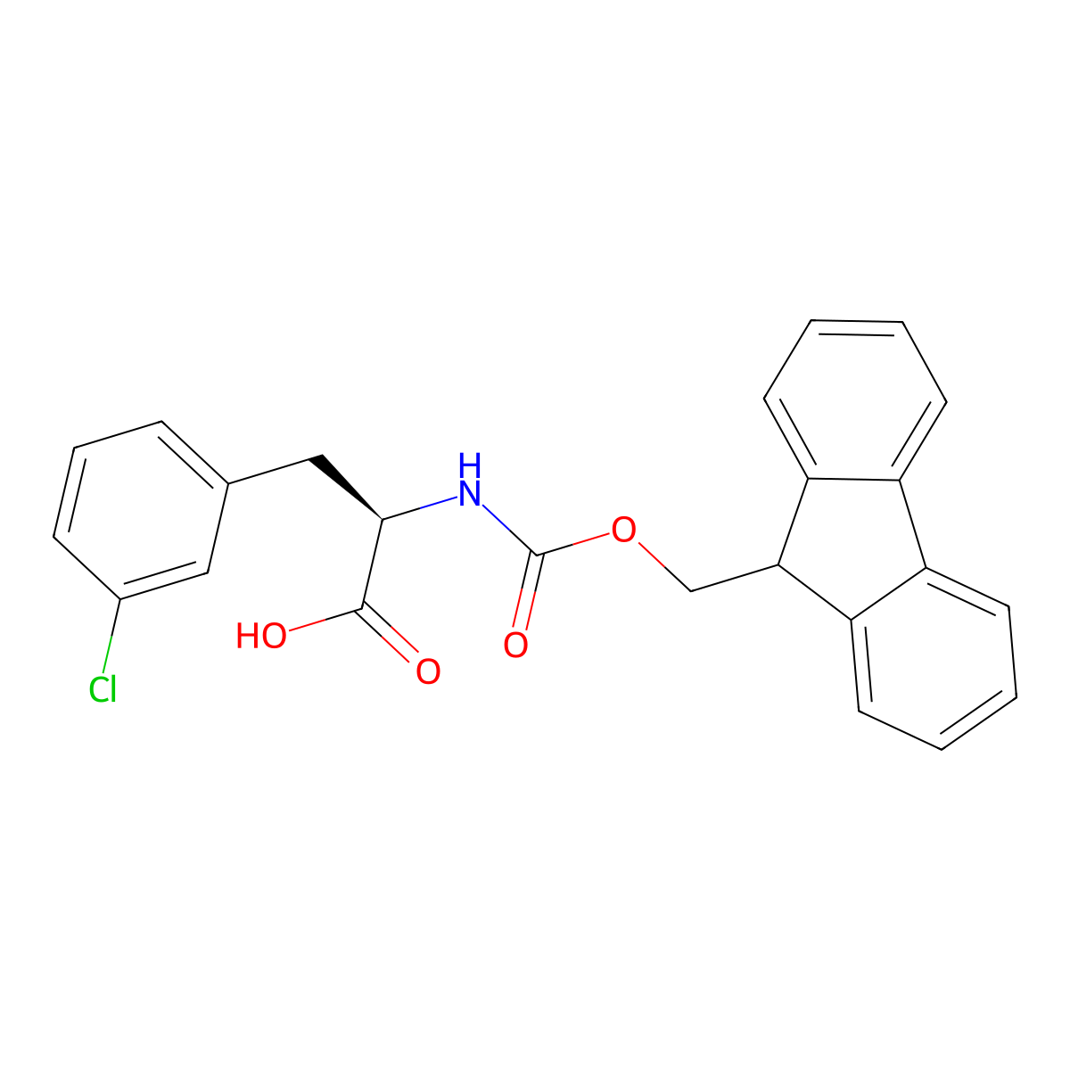 Fmoc-3-chloro-D-phenylalanine molecular structure, CAS 205526-23-4