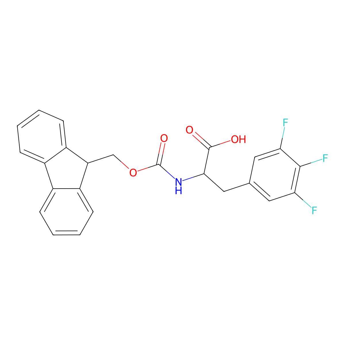 3,4,5-Trifluoro-L-phenylalanine, N-FMOC protected molecular structure, CAS 205526-30-3