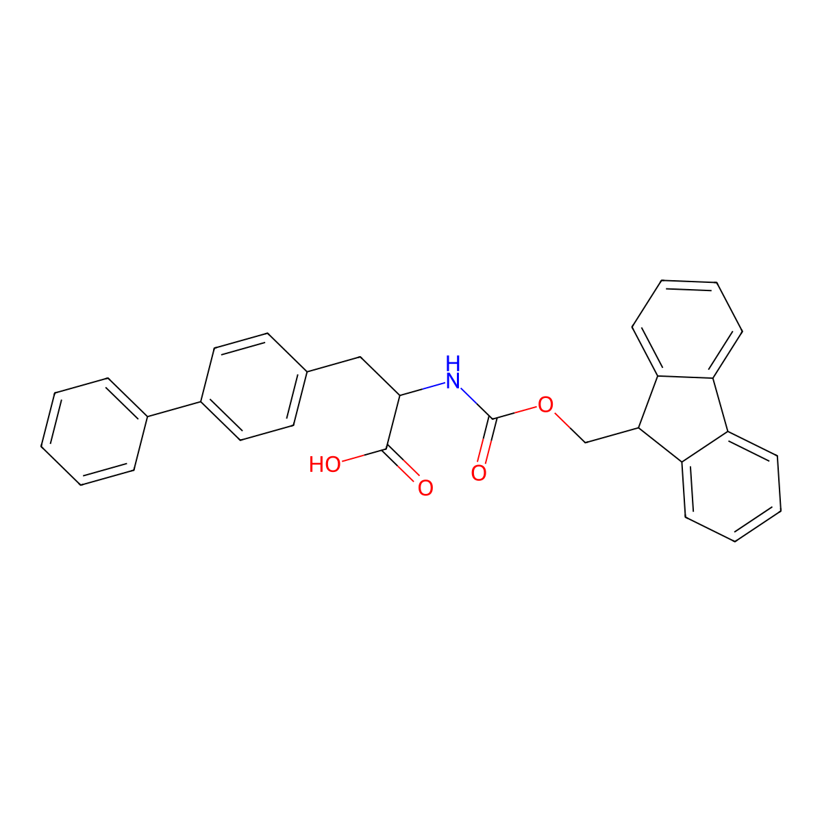 (R)-2-((((9H-Fluoren-9-yl)methoxy)carbonyl)amino)-3-([1,1'-biphenyl]-4-yl)propanoic acid molecular structure, CAS 205526-38-1