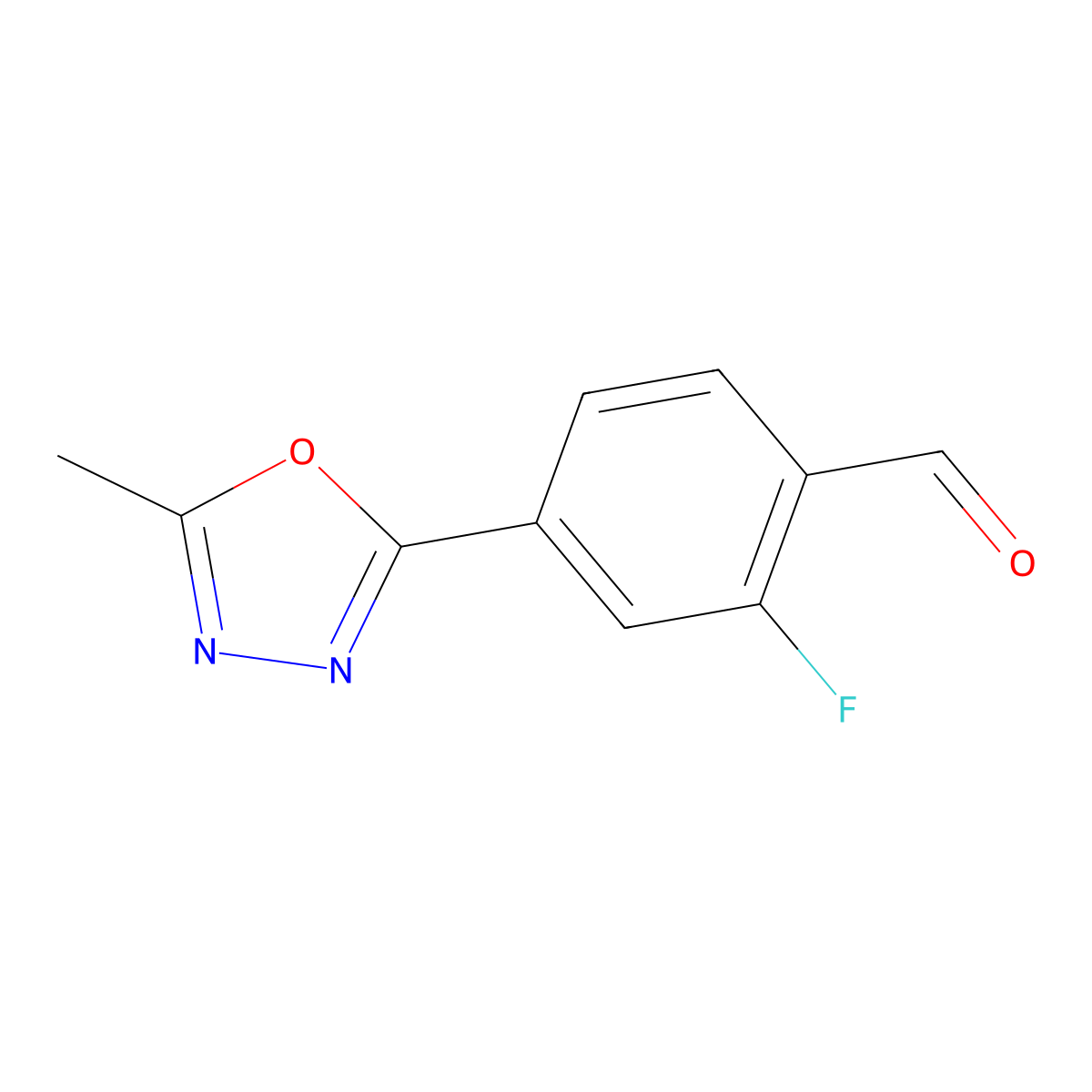 2-Fluoro-4-(5-methyl-1,3,4-oxadiazol-2-yl)benzaldehyde molecular structure, CAS 2055296-66-5