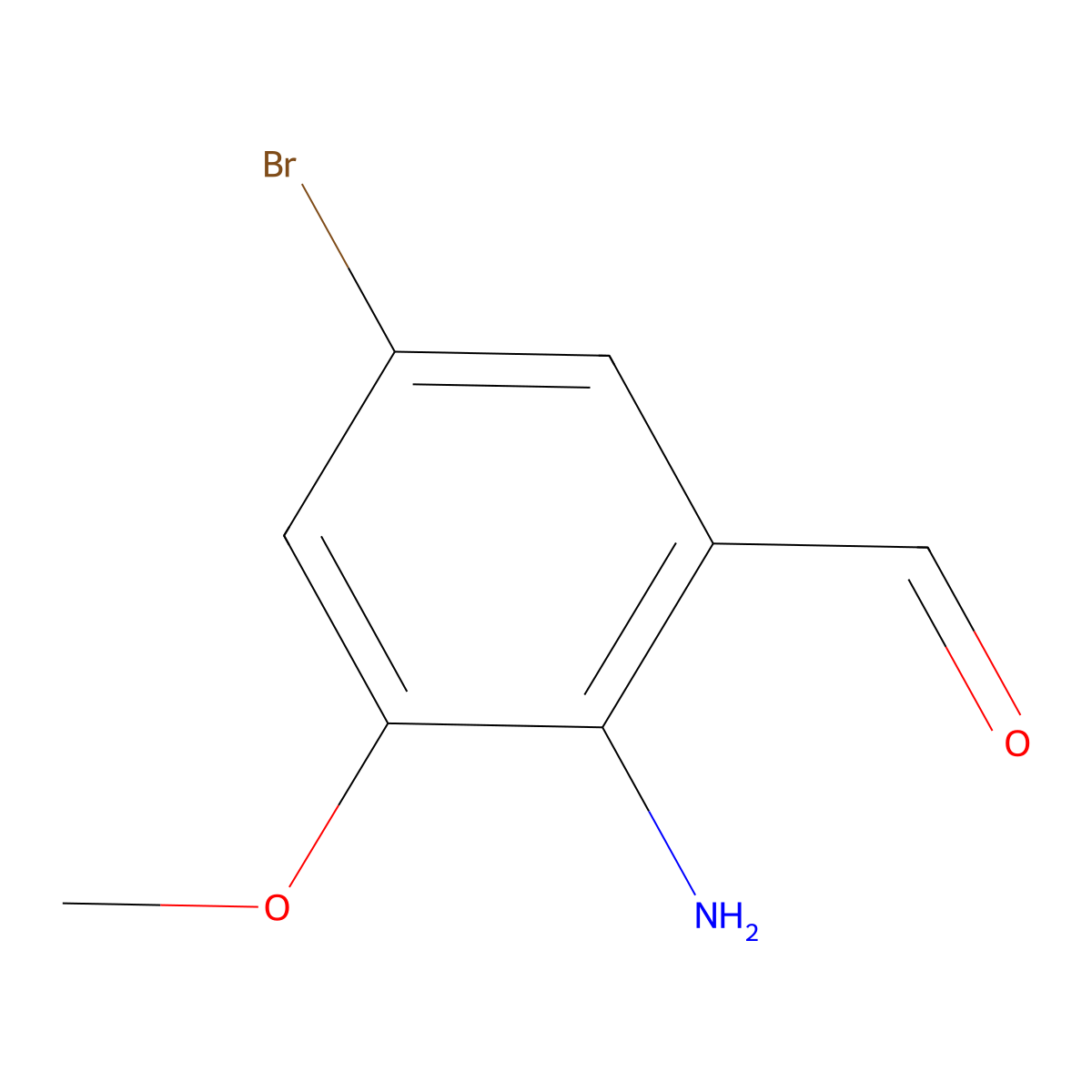 2-Amino-5-bromo-3-methoxybenzaldehyde molecular structure, CAS 205533-21-7