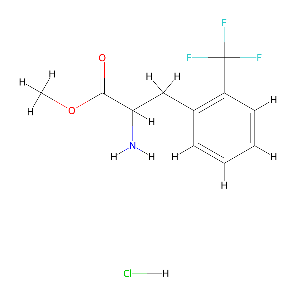 Methyl 2-amino-3-[2-(trifluoromethyl)phenyl]propanoate hydrochloride molecular structure, CAS 2055345-83-8