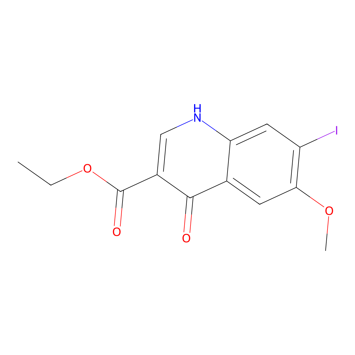 Ethyl 4-hydroxy-7-iodo-6-methoxyquinoline-3-carboxylate molecular structure, CAS 2055350-38-2