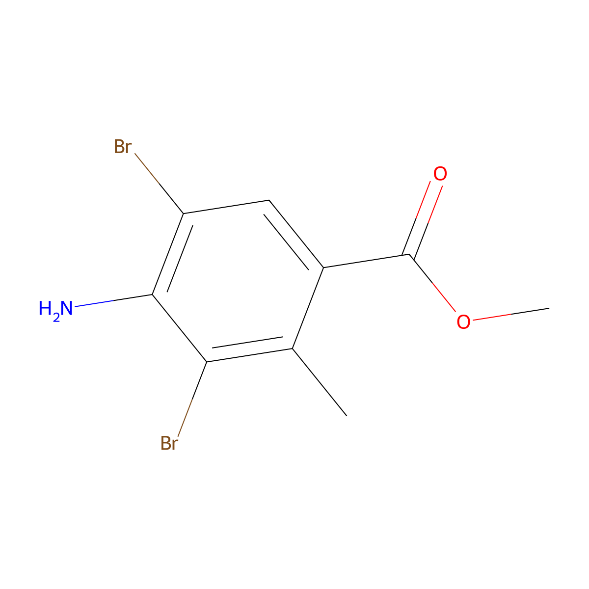 Methyl 4-amino-3,5-dibromo-2-methylbenzoate molecular structure, CAS 2055354-72-6