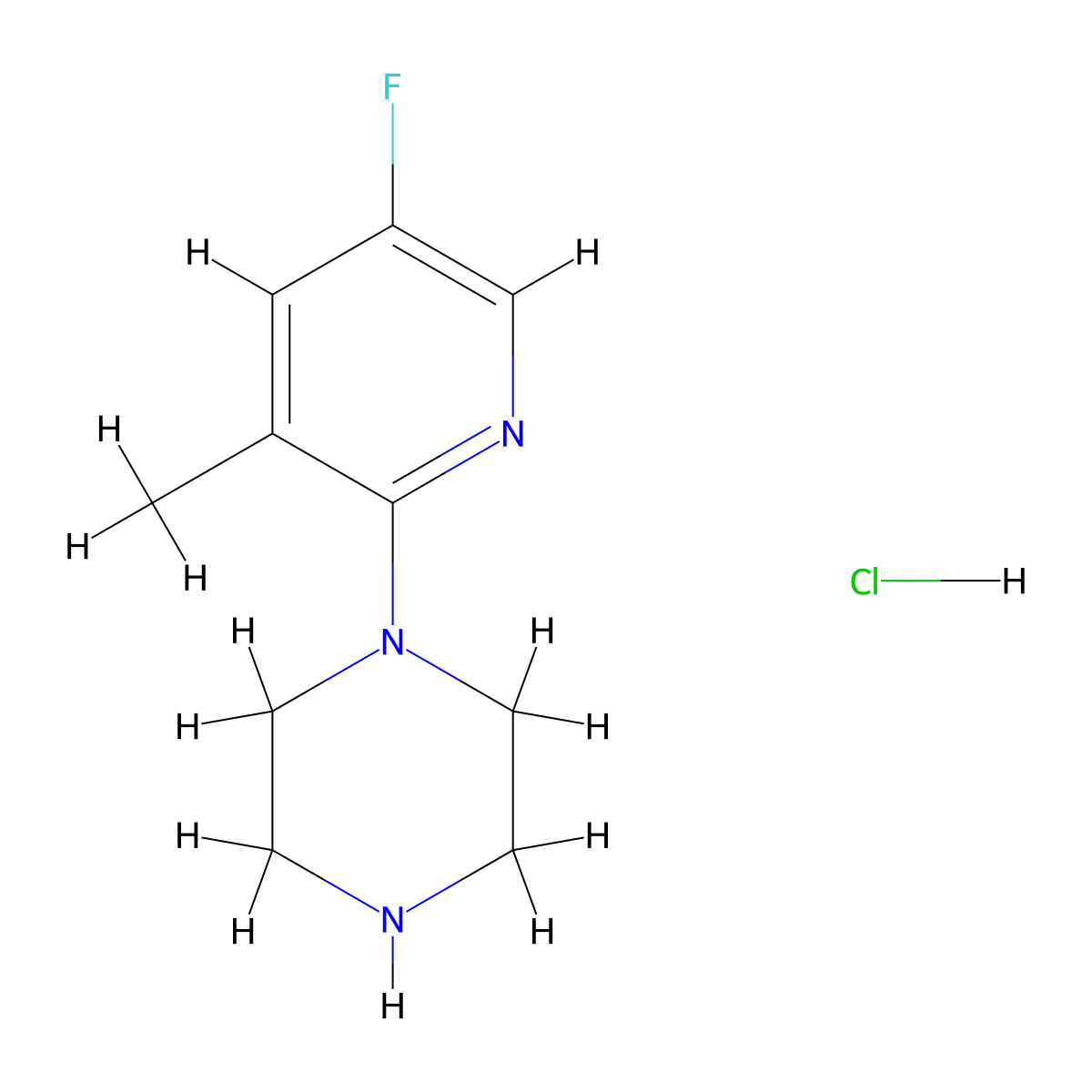 1-(5-Fluoro-3-methylpyridin-2-YL)piperazinehcl molecular structure, CAS 2055359-81-2