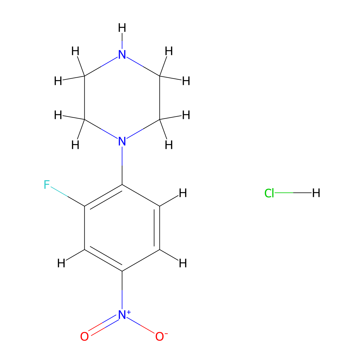 1-(2-Fluoro-4-nitrophenyl)piperazine hydrochloride molecular structure, CAS 2055360-14-8
