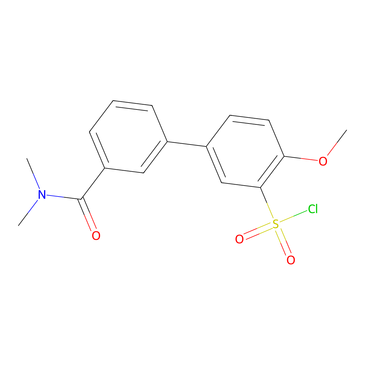 5-[3-(Dimethylcarbamoyl)phenyl]-2-methoxybenzenesulfonyl chloride molecular structure, CAS 2055380-58-8
