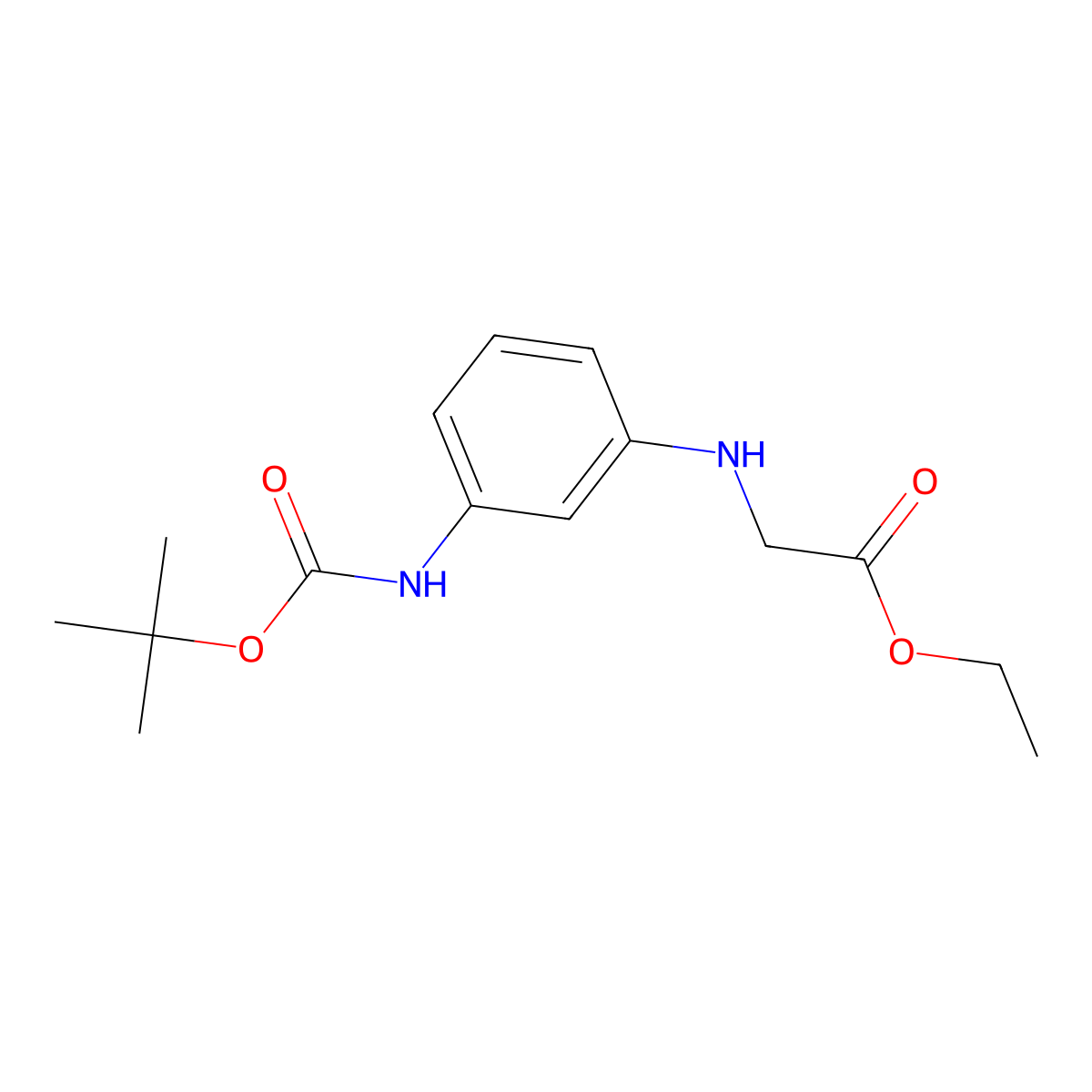 Ethyl (3-((tert-butoxycarbonyl)amino)phenyl)glycinate molecular structure, CAS 2055380-60-2
