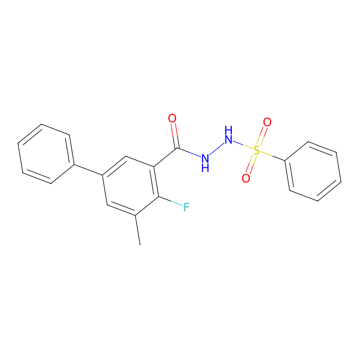(1,1'-Biphenyl)-3-carboxylic acid, 4-fluoro-5-methyl-, 2-(phenylsulfonyl)hydrazide molecular structure, CAS 2055397-18-5